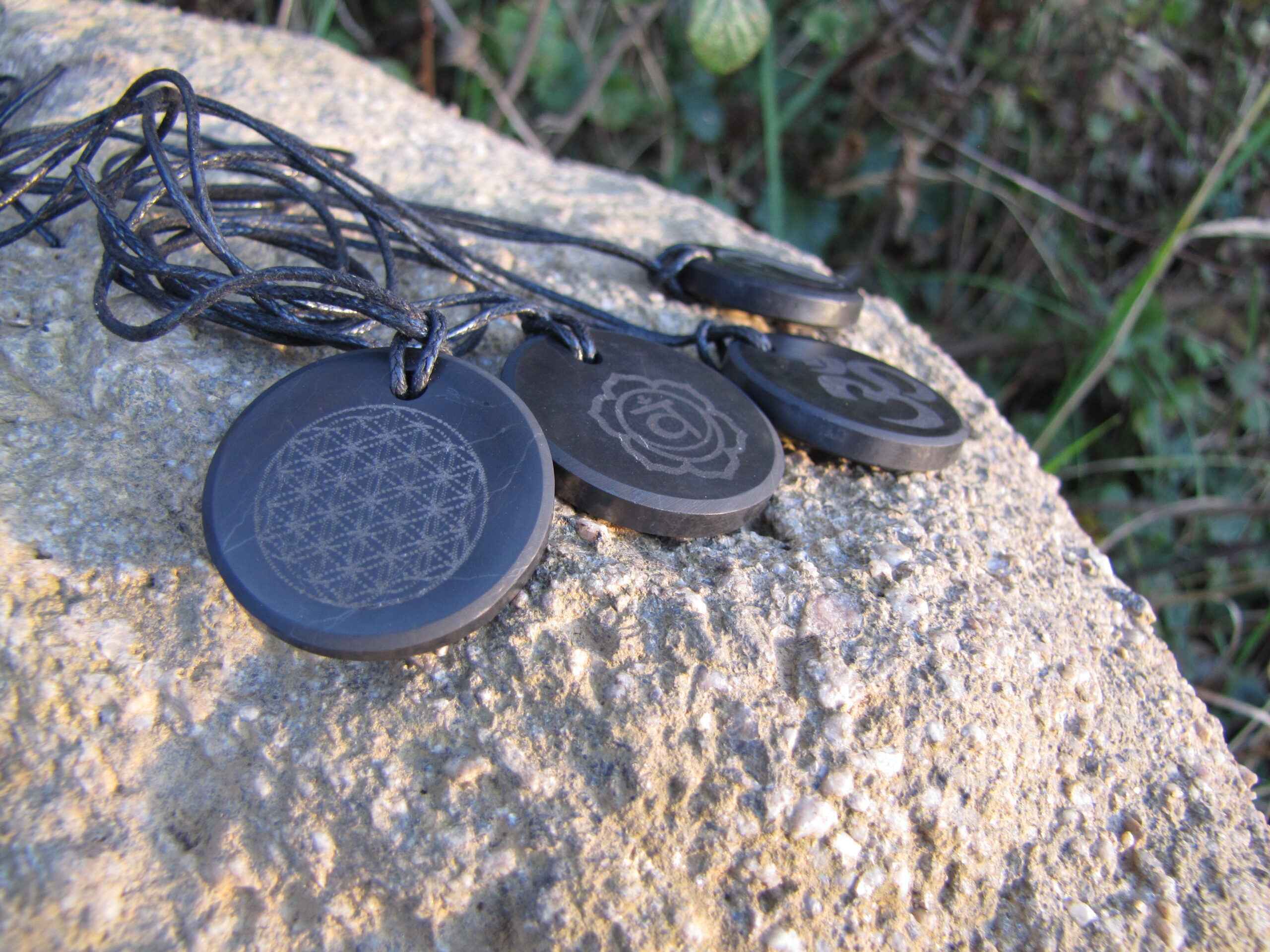 Shungite engraved pendant